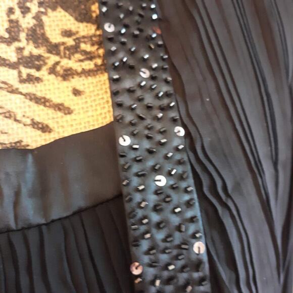 2 Piece Shell & Jacket Black Mini Pleat Beaded Set Size 14 Holiday Wear LNC - Picture 7 of 12